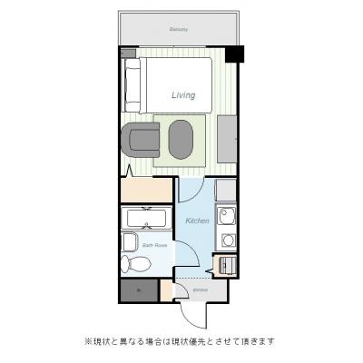 ユニオンマンスリー綱島１　506　1K・セミダブル・くつろぎstyle☆オートック付き＆２口ガスコンロのお部屋♪の間取り図