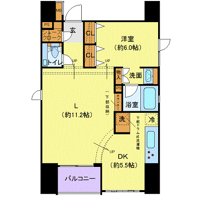 マンスリーリブマックス築地銀座東※『1LDK・48平米』【独立洗面・浴室乾燥付】≪ラグジュアリーシリーズ≫の物件間取り図