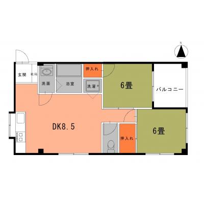 福島ビル504【駅近！徒歩2分　ゆったり2DK・Wi-Fi無料・駐車場ご用意可】の物件間取り図