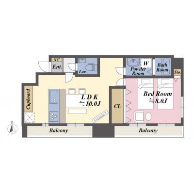 リベストマンスリー柳沢２【１LDK・５０平米・ネット無料ＷＩＦＩ】の物件間取り図