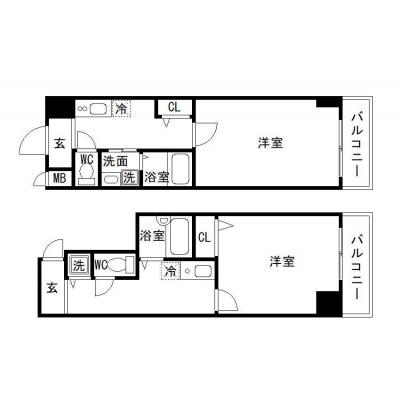 OneLife銀座2丁目アバント2nd【2口コンロ,バストイレ別,★歌舞伎座至近！】の物件間取り図