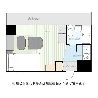 ユニオンマンスリー横浜黄金町３　303　1R・シングル・くつろぎstyle☆の間取り図