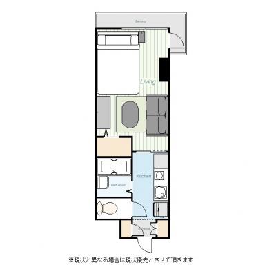 ユニオンマンスリー調布２　521　1K・ダブル・くつろぎstyle☆京王線「布田駅」徒歩3分の間取り図