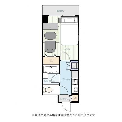 ユニオンマンスリー東府中１　801　1K・セミダブル・くつろぎstyle☆■人気の角部屋＆２面採光♪高層階で眺めのいいお部屋♪の間取り図