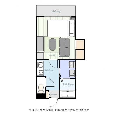 ユニオンマンスリー日野１　208　1K・セミダブル・くつろぎstyle☆◆インターネット固定回線(有線・Wi-Fi)無料の部屋◆の物件間取り図