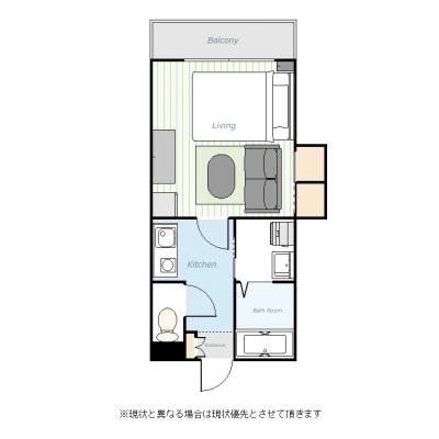 ユニオンマンスリー日野１　201　1K・ダブル・くつろぎstyle☆徒歩圏内にスーパーがあり便利の間取り図