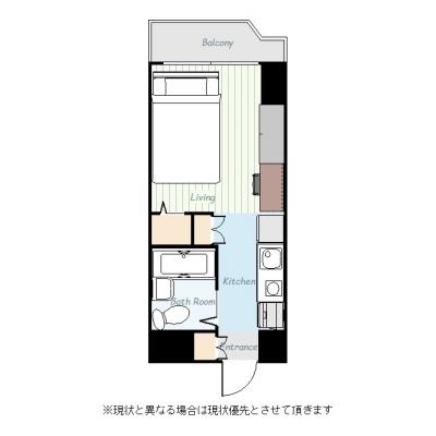 ユニオンマンスリー横浜石川町２　202　1R・セミダブル☆■オートロック＆モニター付きインターフォン完備で♪人気のデスク＆チェア付きの間取り図