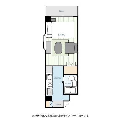 ユニオンマンスリー府中分倍河原２　407　1K・セミダブル・くつろぎstyle☆京王線・JR南武線の2路線利用可能の物件間取り図