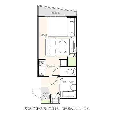 ユニオンマンスリー羽田空港１　205　1R・ダブル・くつろぎstyle☆安心のオートロック＆モニター付きインターフォン完備♪バストイレ別の間取り図