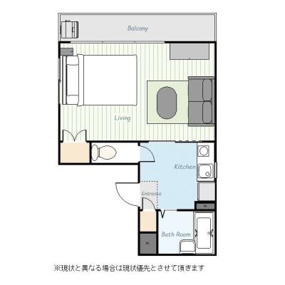 ユニオンマンスリー西立川１　402　1K・ダブル・くつろぎstyle☆角部屋／昭和記念公園徒歩圏内！の物件間取り図