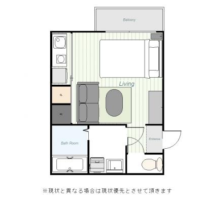 ユニオンマンスリー橋本２　203　1R・セミダブル・くつろぎstyle☆オートロック＆モニター付きインターフォン完備♪バストイレ別の間取り図