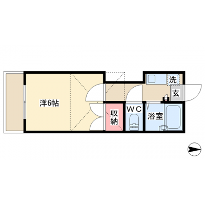 アパマートマンスリー富山市　茶屋町R　Wi-Fi無料　1K(206)の物件間取り図