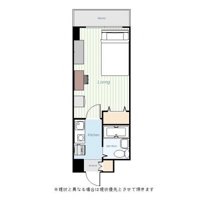 ユニオンマンスリー府中４　305　1K・セミダブル☆デスク＆チェア付き♪安心の室内洗濯機♪の物件間取り図