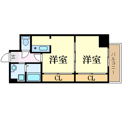 マンスリーリブマックス鹿児島天文館ステージ※2nd『2K』【独立洗面台・洗浄機能付便座・2口ガスコンロ】≪スタンダードシリーズ≫の物件間取り図