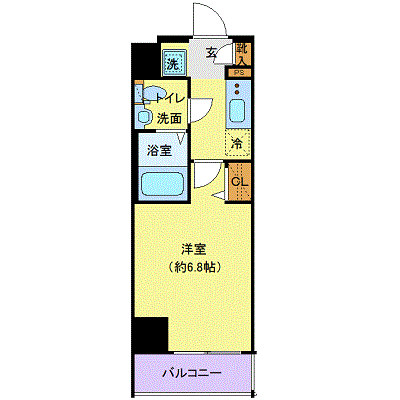 マンスリーリブマックス横浜浅間台シティ■『1K・21平米』【独立洗面・浴室乾燥付】≪エクセレントシリーズ≫の物件間取り図