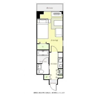 ユニオンマンスリー石川町駅前２　208　1K・セミダブル・くつろぎstyle☆石川町駅　徒歩2分／浴室乾燥機・独立洗面台があるお部屋の間取り図