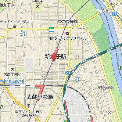 グッドステイ新丸子スパシエソリデ■『駅徒歩2分・独立洗面・浴室乾燥付』【ハイクラス】の物件地図