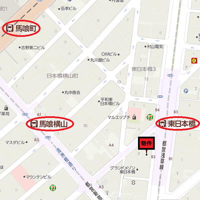 マンスリーリブマックス東日本橋駅前グリーンヴェール■『ペット可・駅1分・1SLDK・56平米』【ローテーブル・ソファ】≪ラグジュアリーシリーズ≫の物件地図