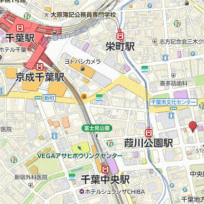 マンスリーリブマックス千葉中央ロイジェント『駐車場有・Wi-Fi無制限・大浴場・フィットネス・ラウンジ』◆【1K・26平米・ソファ・Bタイプ】≪プレミアムシリーズ≫の物件地図