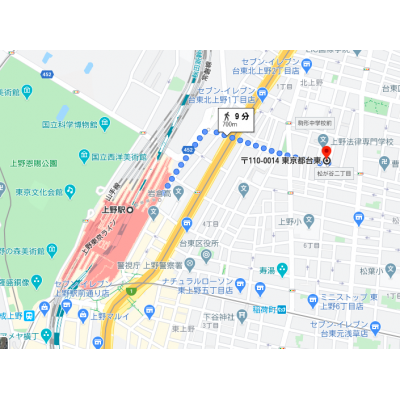 上野エリア・お洒落な2DK・家具家電付・外国人OK・一時帰国者利用可能・保証金なし・WIFI完備の物件地図