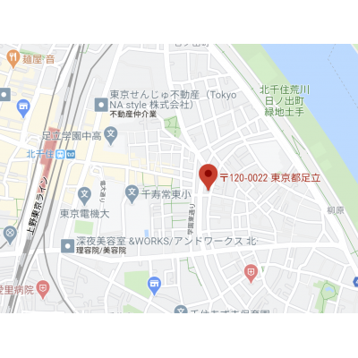 PIPI・北千住＃浅草上野秋葉原銀座恵比寿スカイツリー直通・1R・WIFI無料　テレワーク　外国人対応　保証人不要　東京都の物件地図