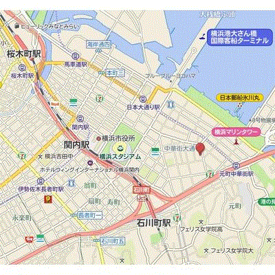 ≪ホテルタイプ≫マンスリーリブマックス横浜元町駅前『ペット可・シモンズベッド・禁煙』【コンパクトシングルルーム】の物件地図