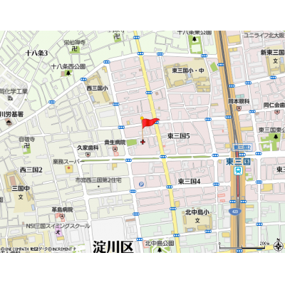 マンスリーライフ新大阪北◆Wi-Fi無料・オートロック付・コンビニ徒歩2分・新大阪駅も徒歩圏内◆の物件地図