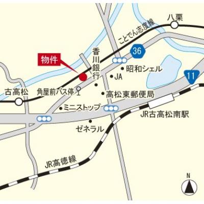Alphabed30高松屋島(type2)【広々1K☆43.3㎡☆　駐車場利用可能！】の物件地図