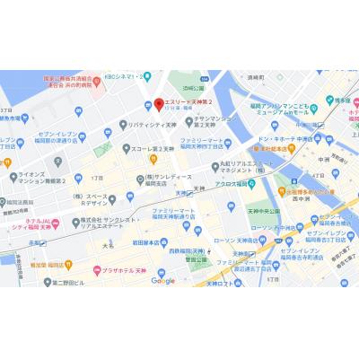 ★5月入居特典★お得な割引キャンペーン実施中！天神駅徒歩5分♪ インターネット無料！バストイレ別です♪の物件地図
