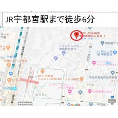 エスポワールハイツABタイプ　JR宇都宮駅東口徒歩５分！シンプルイズベストなお部屋です。の物件地図
