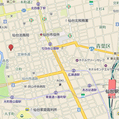 グッドステイ仙台・勾当台公園WEST▲『禁煙ルーム・セパレート』【ベーシック】の物件地図