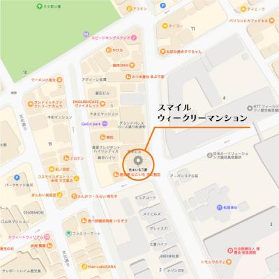 【天文館徒歩7分・洗面台独立・2口コンロ・無料Wi-Fi・1K】スマイルウィークリーマンションの物件地図