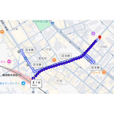 東都マンスリー横須賀（プラーズ日ノ出町）【Wifi無料！横須賀中央駅駅徒歩5分！】の物件地図