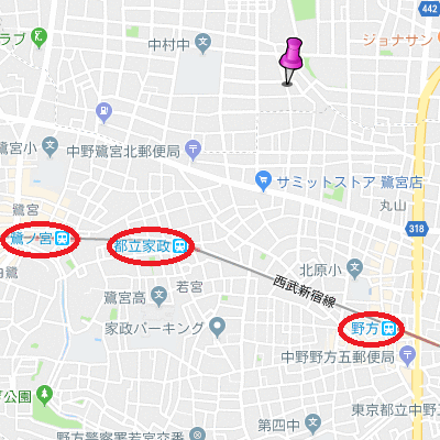 マンスリーリブマックス西武新宿線都立家政NORTH■『禁煙ルーム』【浴室乾燥付】≪スタンダードシリーズ≫の物件地図