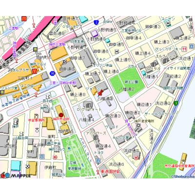 トラスト三宮2【ダブルベッドで快適♪　高層階♪】の物件地図