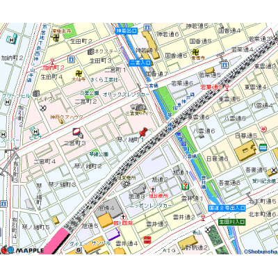 トラスト三宮3【出張に便利な立地・周辺施設も充実】の物件地図