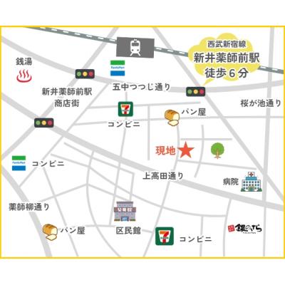 7.1帖の洋室でゆったりステイ♪ ネット無料★バストイレ別・洗面台付きで毎日の支度もスムーズ！設備充実の1K（ロフト付）タイプ！新井薬師前駅徒歩6分！ＭＨ新井Ⅶの物件地図