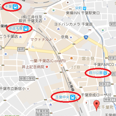 マンスリーリブマックス千葉中央サイドワン■『禁煙ルーム・1R・28平米・駅2分』【独立洗面・浴室乾燥付】≪エクセレントシリーズ≫の物件地図