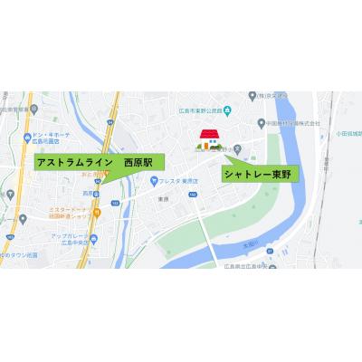 シャトレー東野　１F（駐車場付き！ロフト付きで広々したお部屋です。）の物件地図