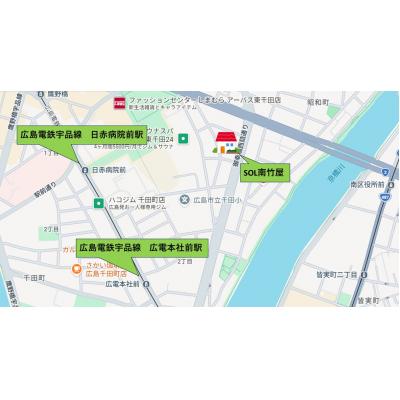 SOL南竹屋（築浅でハイグレードマンション！ネット無料、オートロック、エレベーター付きです！）の物件地図