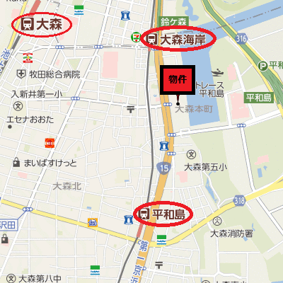 マンスリーリブマックス大森海岸セジョリステイ■『禁煙ルーム・26平米』【独立洗面・浴室乾燥付】≪エクセレントシリーズ≫の物件地図