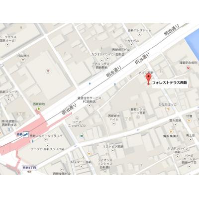 ◇ホテルスタイルリノベーション◇　フォレストテラス西新　E　◇IH2口広々キッチン◇独立洗面台◇の物件地図