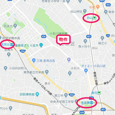 グッドステイ文京白山・小石川植物園前グランド■『禁煙ルーム・1LDK・40平米・Wi-Fi無制限・ローテーブル・ソファ』【デラックス】の物件地図