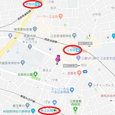 マンスリーリブマックス西武池袋線江古田ステーションフロント■『禁煙ルーム・駅4分』【浴室乾燥付】≪スタンダードシリーズ≫の物件地図