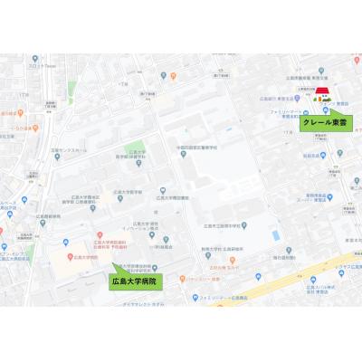 クレール東雲501（広島大学徒歩圏内・近隣コインパーキング1日500円・スーパー、コンビニ隣接）の物件地図