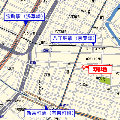 マンスリーリブマックス東京八丁堀駅前■『禁煙ルーム・30平米・駅2分』【1名入居限定・独立洗面】≪スタンダードシリーズ≫の物件地図