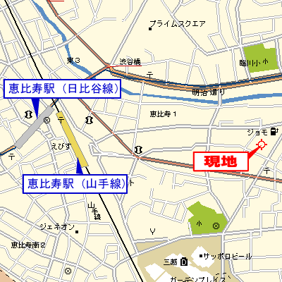 マンスリーリブマックス恵比寿一丁目※『禁煙ルーム・1DK・43平米』【1名入居限定・独立洗面】≪スタンダードシリーズ≫の物件地図