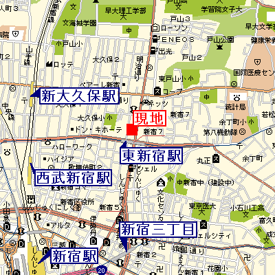 マンスリーリブマックス東新宿駅前□『駅2分』【独立洗面・浴室乾燥付】≪エクセレントシリーズ≫の物件地図