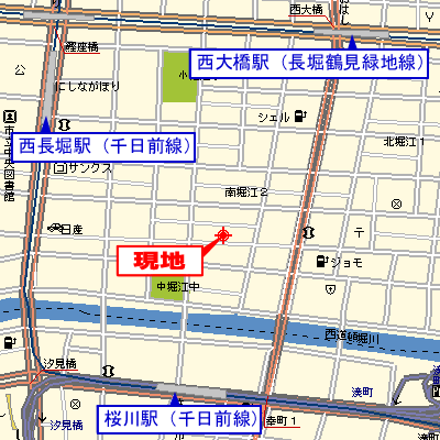 マンスリーリブマックス西心斎橋プレサンス▲【NET対応】≪スタンダードシリーズ≫の物件地図