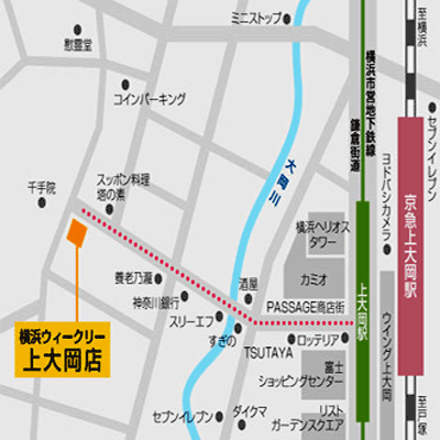 <テレワーク・海外からご帰国の際の待機期間を含むご利用にもおすすめ>横浜ウィークリー　上大岡（シングルB）２０㎡<無料高速Wi-Fi完備>の物件地図